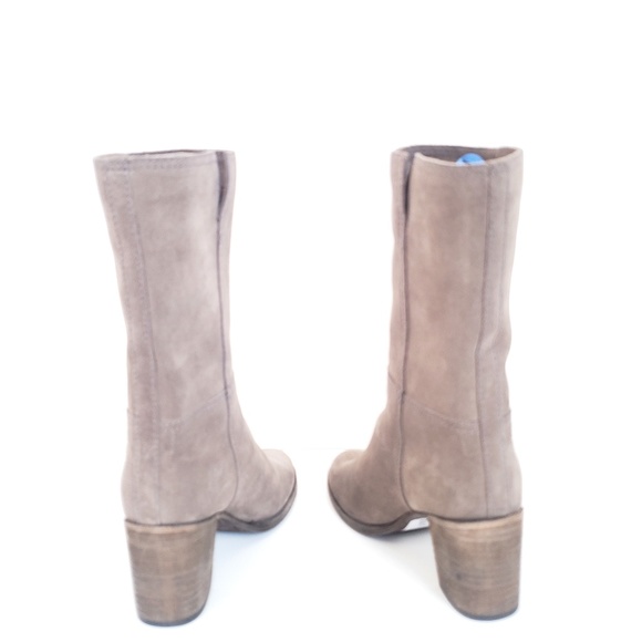 Frye Mid Calf Pull On Tan Suede Leather Boots - Picture 6 of 8